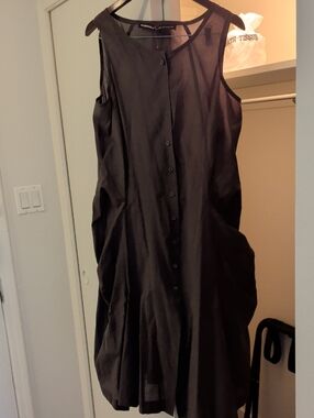 Sleeveless Black Button-Front Midi Dress by Rundholtz